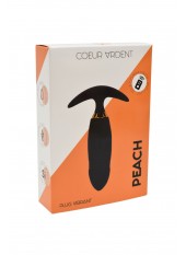 PEACH, Plug Vibrant noir long USB avec télécommande, dans un silicone médical doux et lisse - B72BLK