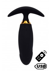 PEACH, Plug Vibrant noir long USB avec télécommande, dans un silicone médical doux et lisse - B72BLK