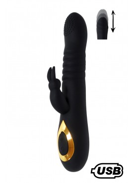 TWIST 2 Noir, Vibromasseur Rabbit va-et-vient USB en silicone médical, doté de 18 modes de stimulation - BQ587BLK