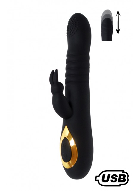 TWIST 2 Noir, Vibromasseur Rabbit va-et-vient USB en silicone médical, doté de 18 modes de stimulation - BQ587BLK