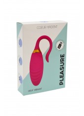 PLEASURE, Un Œuf vibrant USB avec télécommande, dans un silicone médical doux et rainuré - B24PNK