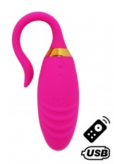 PLEASURE, Un Œuf vibrant USB avec télécommande, dans un silicone médical doux et rainuré - B24PNK