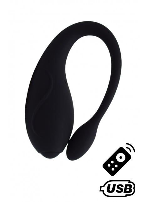 TANDEM Noir, stimulateur pour couple USB avec télécommande en silicone médical - BQ125BLK