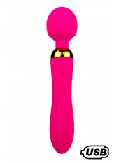 SHAKE Rose, Vibromasseur Wand USB en silicone médical avec 2 puissants moteurs indépendants - BQ107PNK