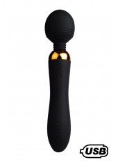 SHAKE Noir, Vibromasseur Wand USB en silicone médical avec 2 puissants moteurs indépendants - BQ107BLK