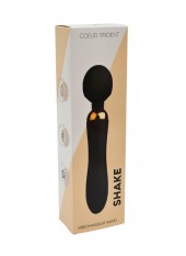 SHAKE Noir, Vibromasseur Wand USB en silicone médical avec 2 puissants moteurs indépendants - BQ107BLK