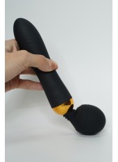 SHAKE Noir, Vibromasseur Wand USB en silicone médical avec 2 puissants moteurs indépendants - BQ107BLK