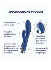 Vibromasseur rabbit USB tête rotative bleu Spinning Rabbit 1 Satisfyer - CC597856