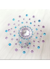 Paire de cache tétons adhésifs strass bleu et violet - NP-1020BLU