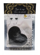 Paire de cache tétons adhésifs coeur pailleté noir - NP-1049BLK