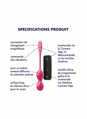 Boules de Geisha vibrantes télécommandées fushia Love Birds 2 Satisfyer - CC597866