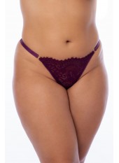 Nuisette en dentelle grande taille bordeaux et string assorti - MAL7554XWINE