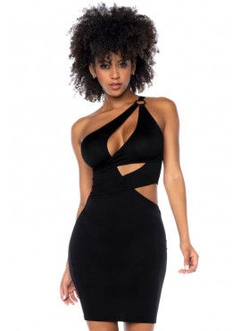 Robe de soirée asymétrique noire - MAL40004BLK