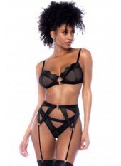 Ensemble 3 pièces en wetlook noir - MAL2767WBLK