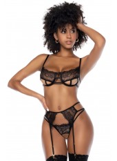 Ensemble 3 pièces en dentelle - MAL8889BLK