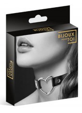 Collier en cuir noir SM avec coeur métal argenté - CC6060000010