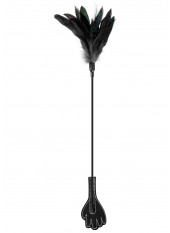 Cravache main noire bdsm avec plumes noires - CC570075