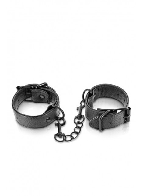 Menottes simili cuir noir ajustables Fetish Tentation - CC570407