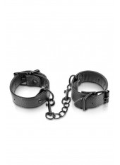 Menottes simili cuir noir ajustables Fetish Tentation - CC570407