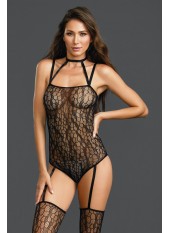 Bodystocking body jarretelles motifs serpent - DG0311BLK