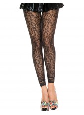 Legging fin noir résille et dentelle motif floral - MH35029BLK