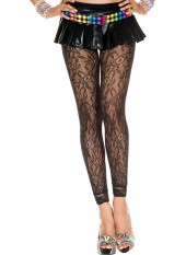 Legging fin noir résille et dentelle motif floral - MH35029BLK