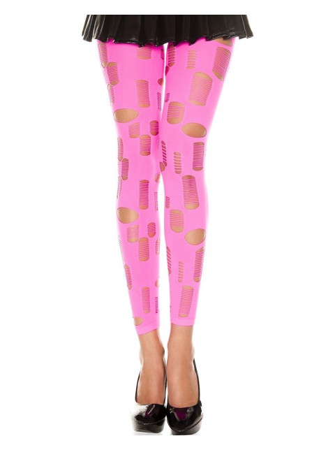 Legging rose fluo ajouré petits et grands trous - MH35472NEP