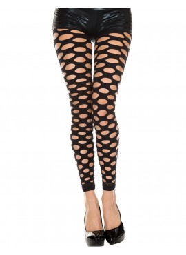 Legging noir sexy ajouré effet déchiré - MH35158BLK