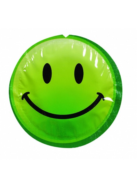 Préservatif lubrifié en latex smiley x 1 couleur aléatoire 54mm - 100EXSS