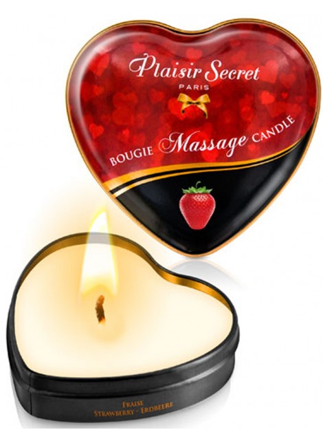 Mini bougie de massage fraise boîte coeur 35ml - CC826064