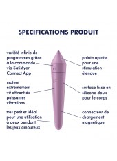 Vibromasseur connecté lilas USB Ultra Power Bullet 8 Satisfyer - CC597745