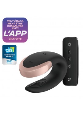 Vibromasseur connecté pour couple avec télécommande Double Love noir Satisfyer - CC597722