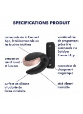 Vibromasseur connecté pour couple avec télécommande Double Love noir Satisfyer - CC597722