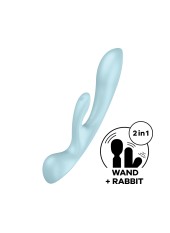 2 en 1 Rabbit point G avec stimulateur de clitoris et Wand Bleu USB Triple Oh Satisfyer - CC597813