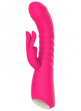 Vibromasseur rabbit rose chauffant avec fonction va-et-vient, USB - WS-NV040