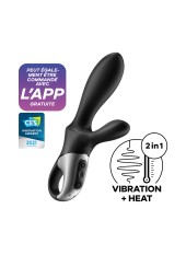 Vibromasseur rabbit noir USB, chauffant et connecté Heat Climax Satisfyer - CC597791