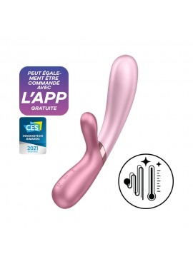 Vibromasseur rabbit rose chauffant USB connecté Hot Lover Satisfyer - CC597747