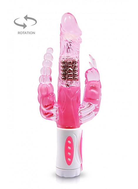 Vibromasseur rabbit rotatif triple stimulation - CC530136