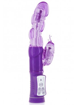 Vibromasseur rabbit violet tête rotative USB - CC5702020201