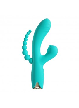 Vibromasseur triple stimulation USB turquoise Snappy Bunny - WS-NV062CTUR