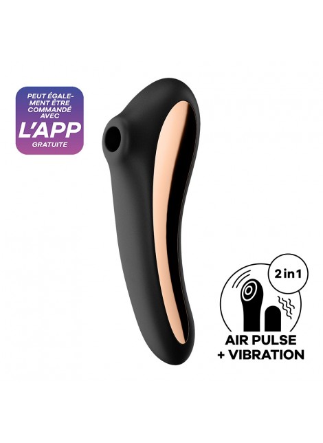 2 en 1 Stimulateur de clitoris et vibromasseur connecté USB noir Dual Kiss Satisfyer - CC597797