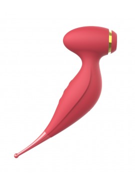 Oiseau du Paradis - Vibromasseur 2 en 1 avec vibration clitoridienne par membrane et embout stimulateur rouge - CR-820RED