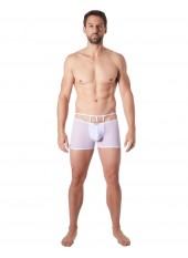 Boxer blanc suspendu fine maille transparente et ornements - LM804-67WHT