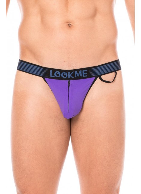 Slip violet échancré avec zip - LM2003-61PUR