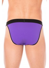 Slip violet échancré avec zip - LM2003-61PUR