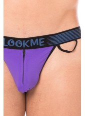 Slip violet échancré avec zip - LM2003-61PUR