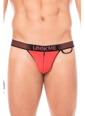 Slip rouge échancré avec zip - LM2003-61RED