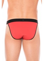 Slip rouge échancré avec zip - LM2003-61RED