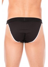 Slip noir échancré avec zip - LM2003-61BLK