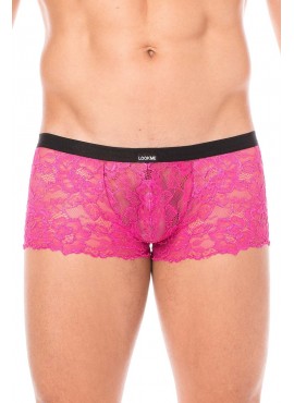 Mini-Pant magenta en dentelle et simili cuir - LM2002-68MAG